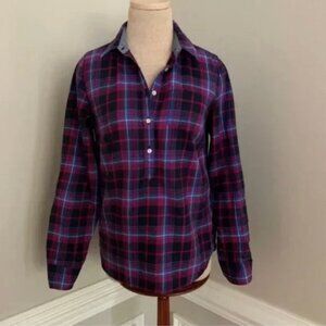 Tommy Hilfiger Long Sleeve Plaid Popover Shirt Roll Tab Sleeves Size Small